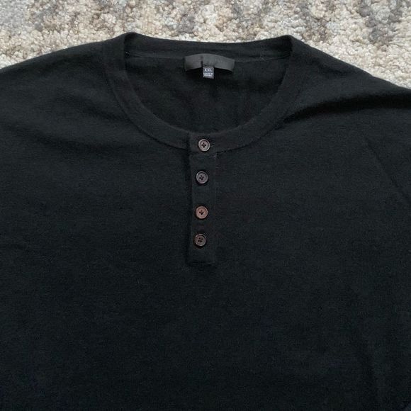 Zachary Prell Black Wool/Cashmere Henley Shirt XXL - Picture 4 of 8